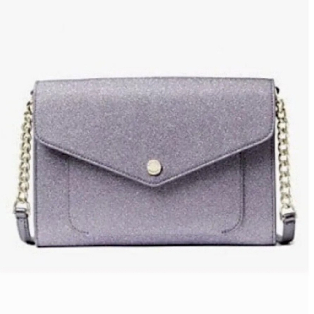 Kate Spade Tinsel Flap Crossbody and envelope 2 in 1 Bag Glitter Frosted